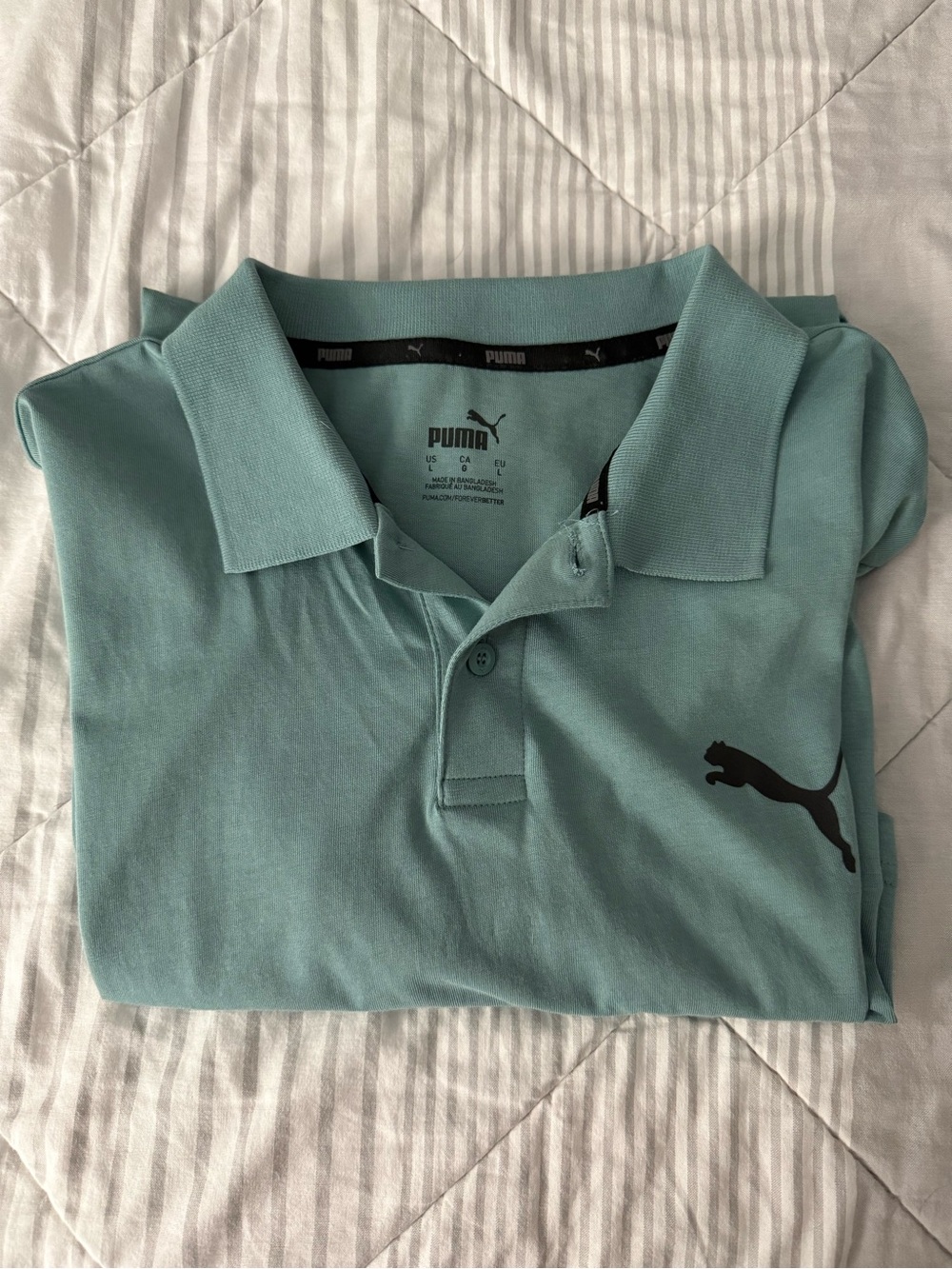 Puma Mint Green Polo Shirt with Black Logo Trim